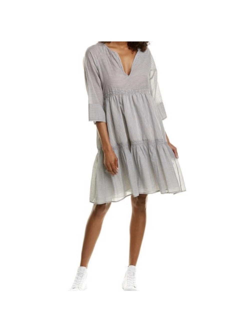 James Perse Collage Stripe Shirting Shirt Dress SZ 2